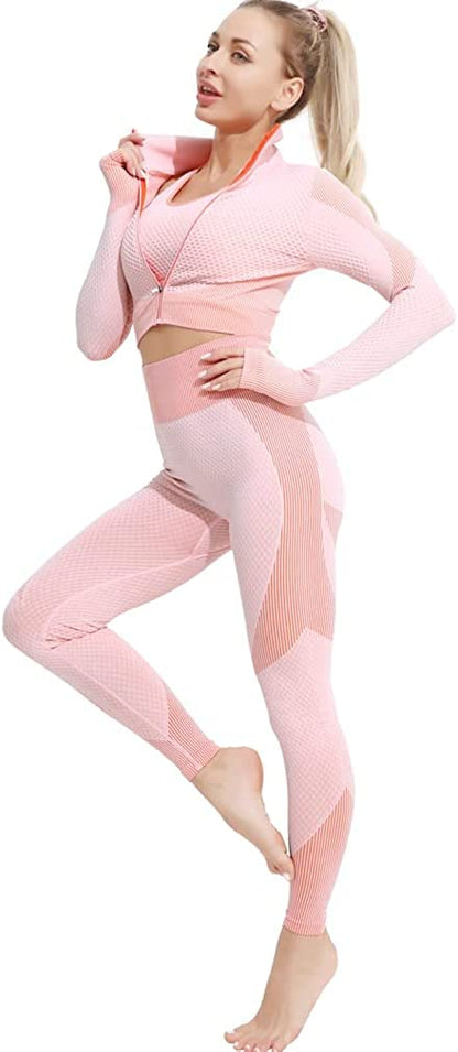 Roupa desportiva de ioga rosa