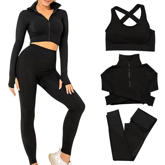 Conjunto de roupa de ginástica preto