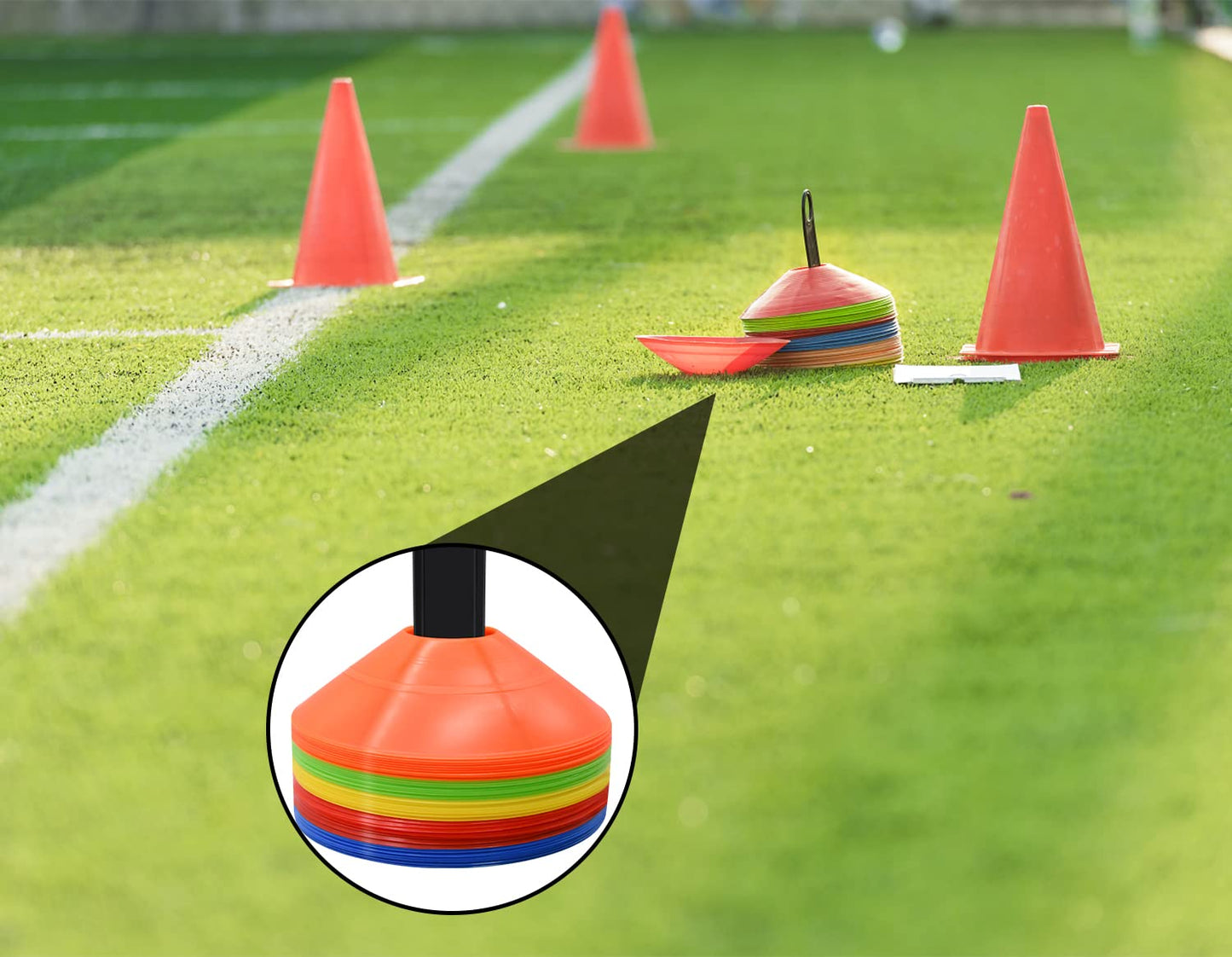 Cones de futebol para treinamento esportivo