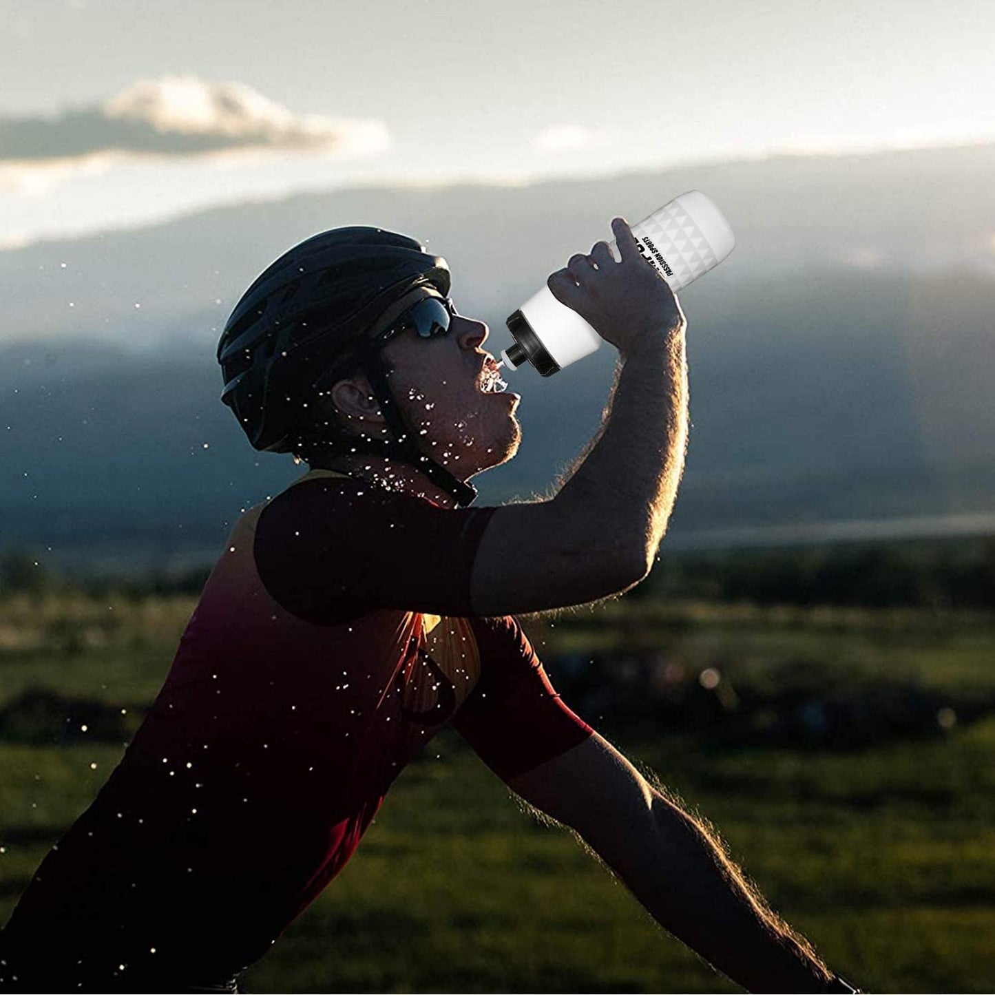 Water Bottle Biking Black+White