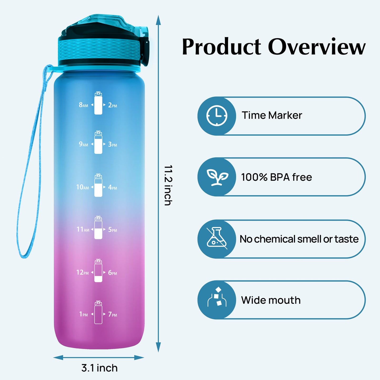 Water Bottle with Times Marker